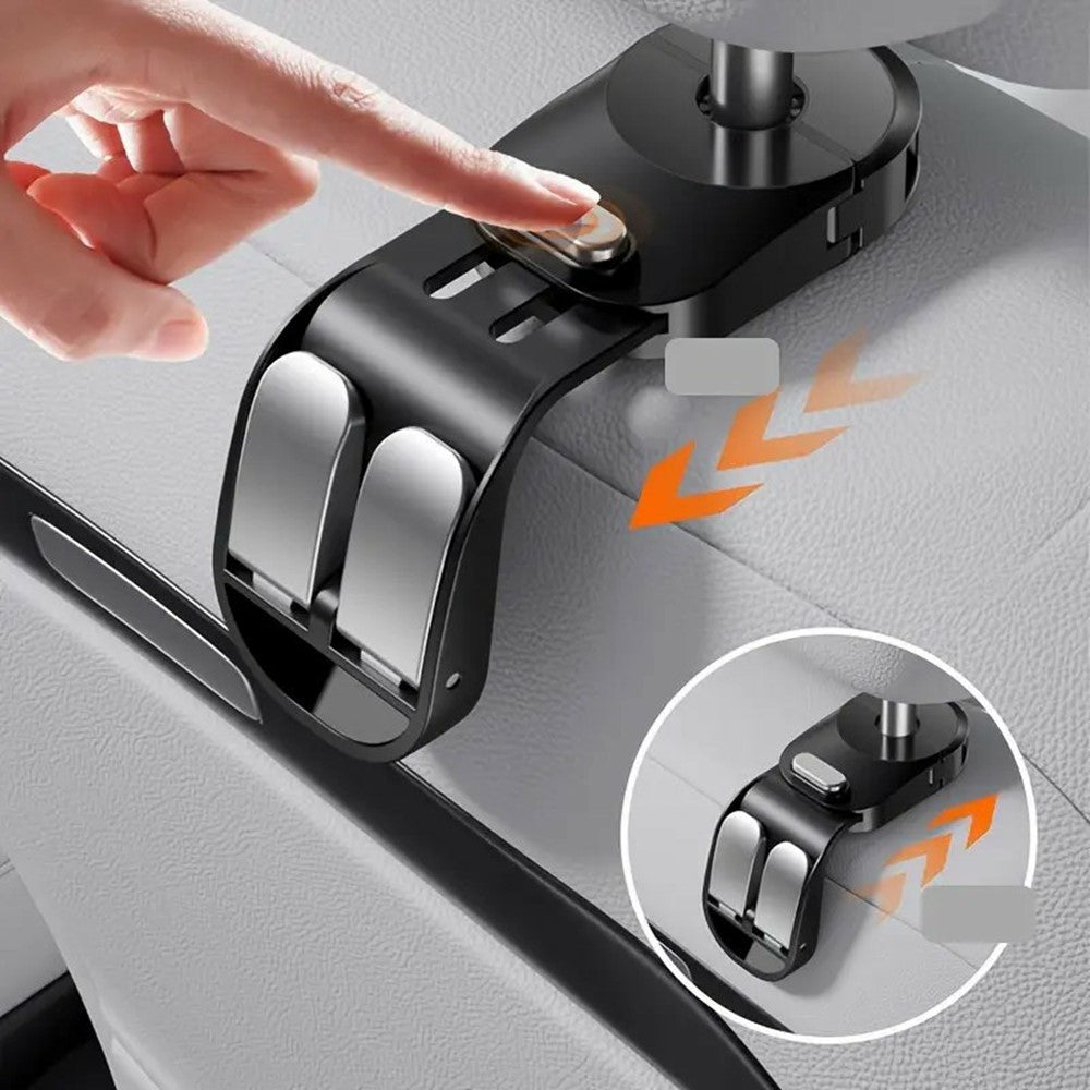 Dual Hook Car Headrest Hanger Organizer 25kg Load Capacity Foldable Hanging Storage Rack for Vehicle Seat Back
