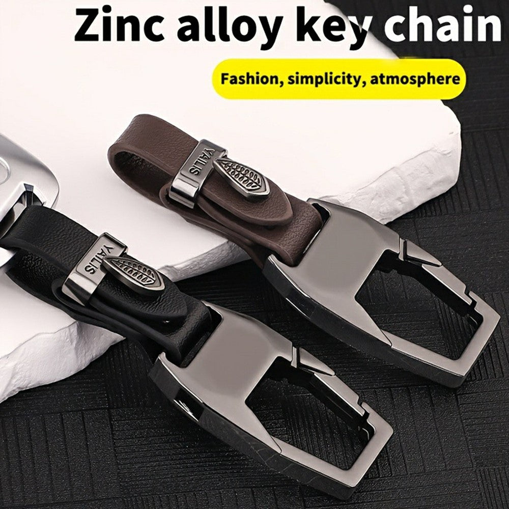 YALIS Zinc Alloy Leather Key Chain with Carabiner Clip Anti-Loss Keyring for Car Keys Bag Attachment