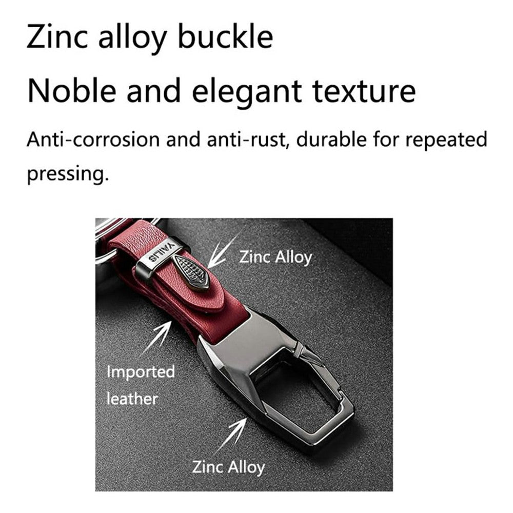 YALIS Zinc Alloy Leather Key Chain with Carabiner Clip Anti-Loss Keyring for Car Keys Bag Attachment