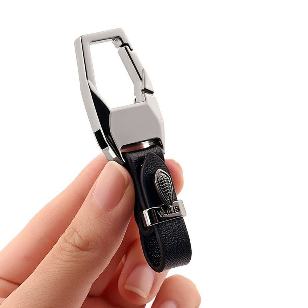 YALIS Zinc Alloy Leather Key Chain with Carabiner Clip Anti-Loss Keyring for Car Keys Bag Attachment
