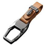 YALIS Zinc Alloy Leather Key Chain with Carabiner Clip Anti-Loss Keyring for Car Keys Bag Attachment