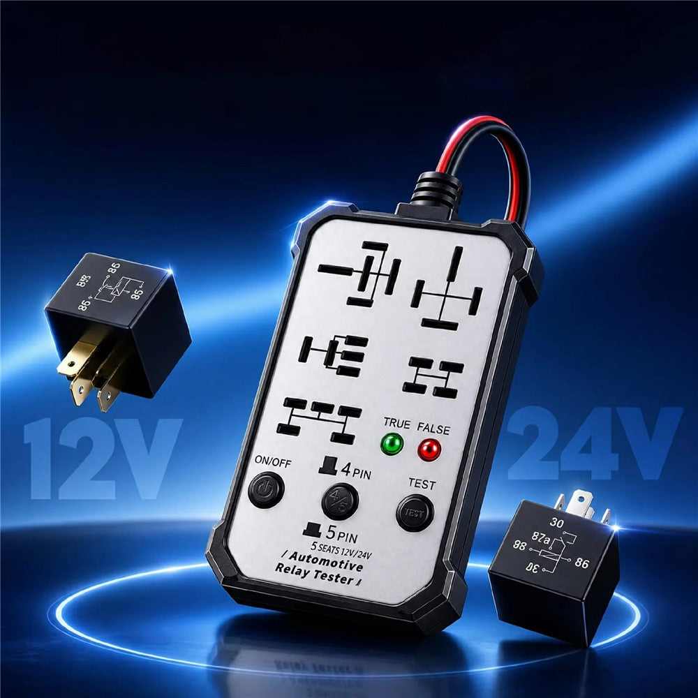 Automotive Relay Tester 12V / 24V Dual Voltage Diagnostic Tool 5-Position Multi-Function Relay Detector for Vehicle Repair