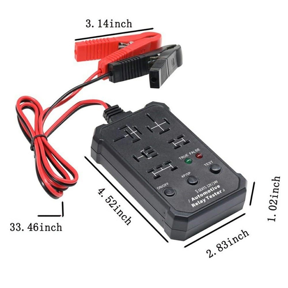 Automotive Relay Tester 12V / 24V Dual Voltage Diagnostic Tool 5-Position Multi-Function Relay Detector for Vehicle Repair