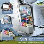Car Back Seat Organizer with Foldable Tray 600D Oxford Fabric Waterproof Multi-Pocket Storage Bag for Car Travel