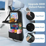 Car Back Seat Organizer with Foldable Tray 600D Oxford Fabric Waterproof Multi-Pocket Storage Bag for Car Travel