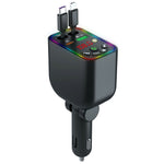 T5 Car Charger Bluetooth-compatible 5.3 MP3 Player 100W Fast Charging Built-in Retractable Cables Starry Sky LED Light