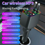 T5 Car Charger Bluetooth-compatible 5.3 MP3 Player 100W Fast Charging Built-in Retractable Cables Starry Sky LED Light
