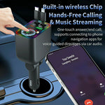 T5 Car Charger Bluetooth-compatible 5.3 MP3 Player 100W Fast Charging Built-in Retractable Cables Starry Sky LED Light