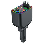 T6 Multifunktionel Biloplader Bluetooth-kompatibel MP3-afspiller 100W Hurtig Opladning Udtrækkeligt Kabel Stjernehimmellys