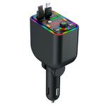 T6 Multifunktionel Biloplader Bluetooth-kompatibel MP3-afspiller 100W Hurtig Opladning Udtrækkeligt Kabel Stjernehimmellys