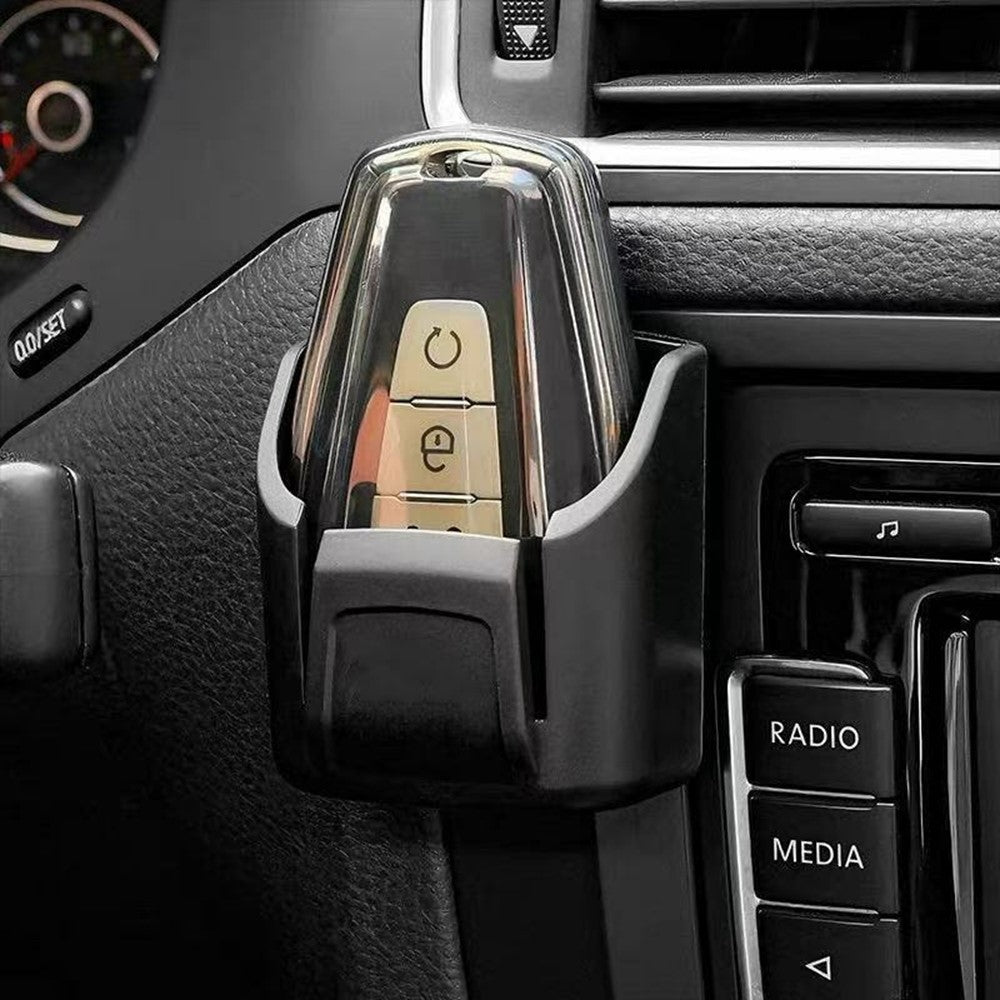 Car Key Holder Adhesive Mounting PVC U-Shaped Design Storage Box for Car Dashboard Center Console