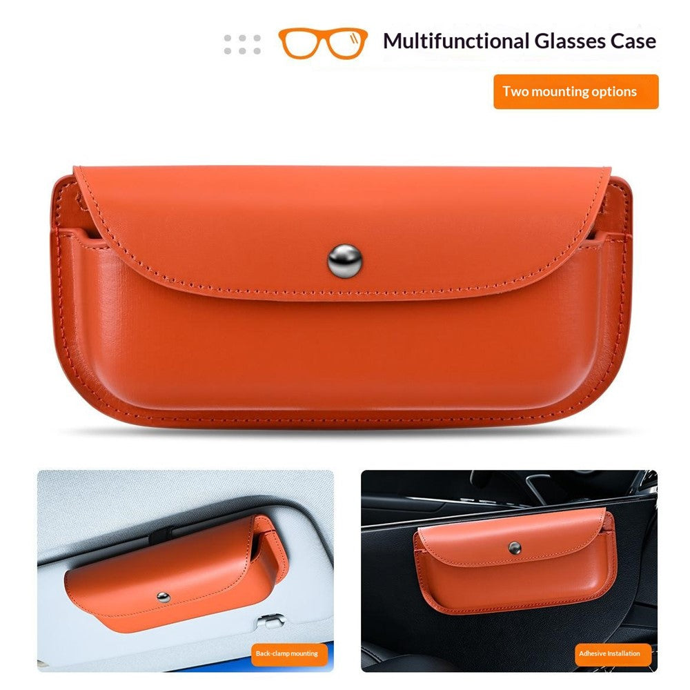 Car Sun Visor Glasses Organizer Leather Flip Top Magnetic Closure Storage Box