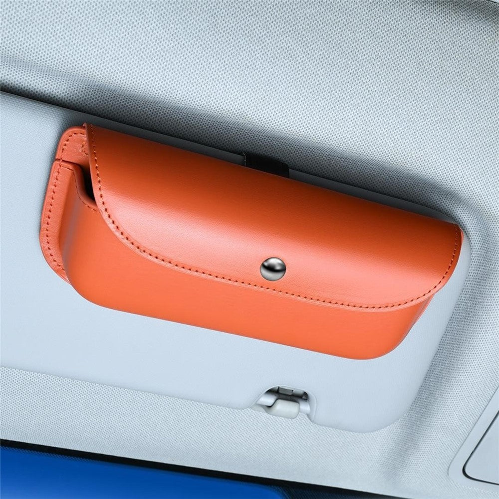 Car Sun Visor Glasses Organizer Leather Flip Top Magnetic Closure Storage Box