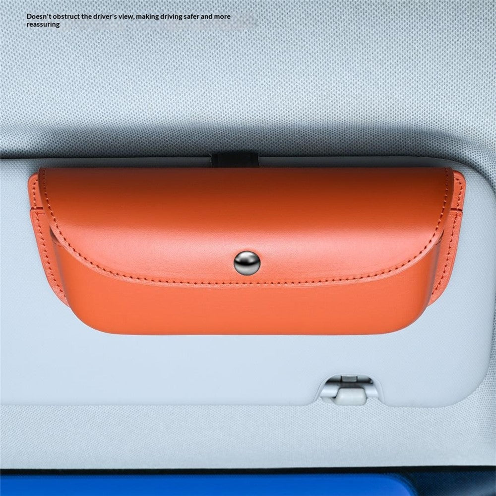 Car Sun Visor Glasses Organizer Leather Flip Top Magnetic Closure Storage Box