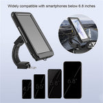 6.8 inch Waterproof Motorcycle Phone Holder PC Touch Screen Case 360 Degree Rotating Rearview Mirror Mount