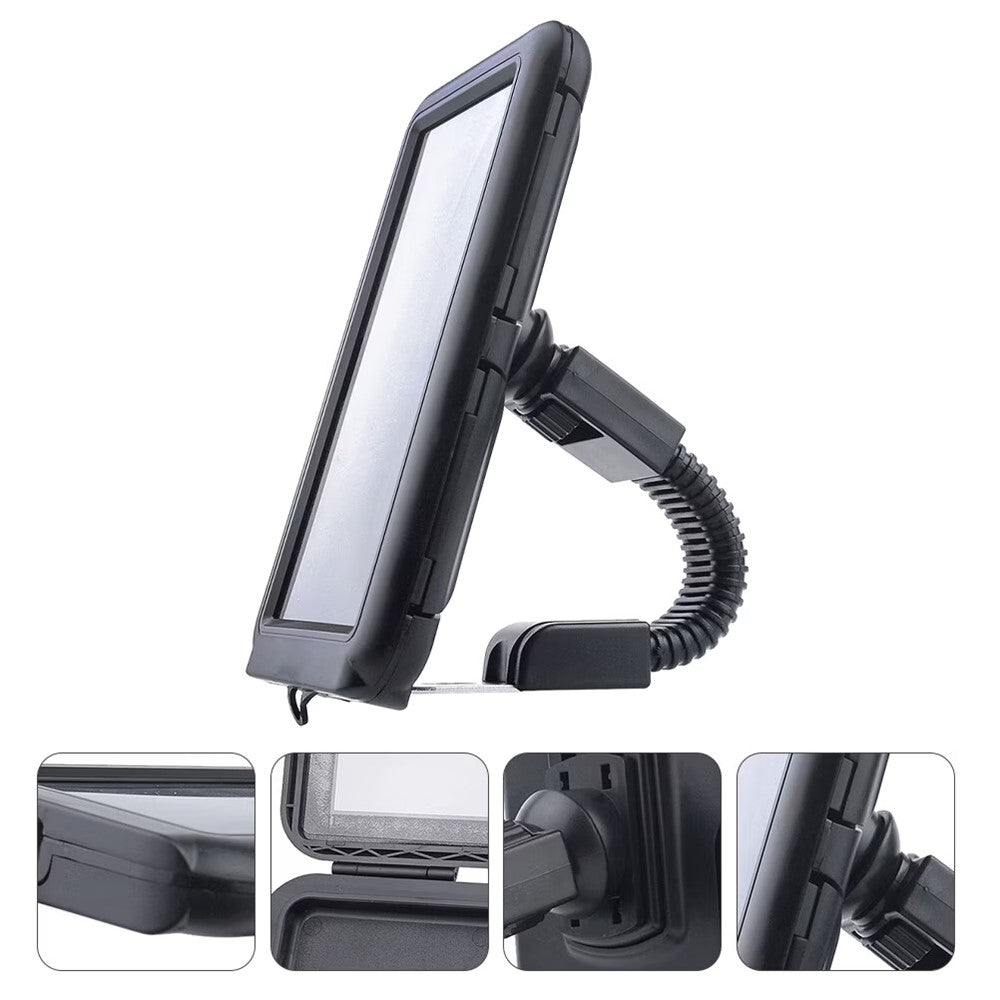 6.8 inch Waterproof Motorcycle Phone Holder PC Touch Screen Case 360 Degree Rotating Rearview Mirror Mount
