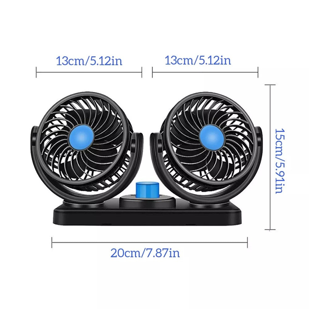 Car Dashboard Cooling Fan USB Electric Dual-Head Cooling Air Circulator Strong Wind 360-Degree Rotatable Cooler