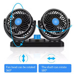 Car Dashboard Cooling Fan USB Electric Dual-Head Cooling Air Circulator Strong Wind 360-Degree Rotatable Cooler