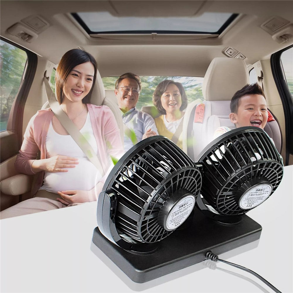 Car Dashboard Cooling Fan USB Electric Dual-Head Cooling Air Circulator Strong Wind 360-Degree Rotatable Cooler