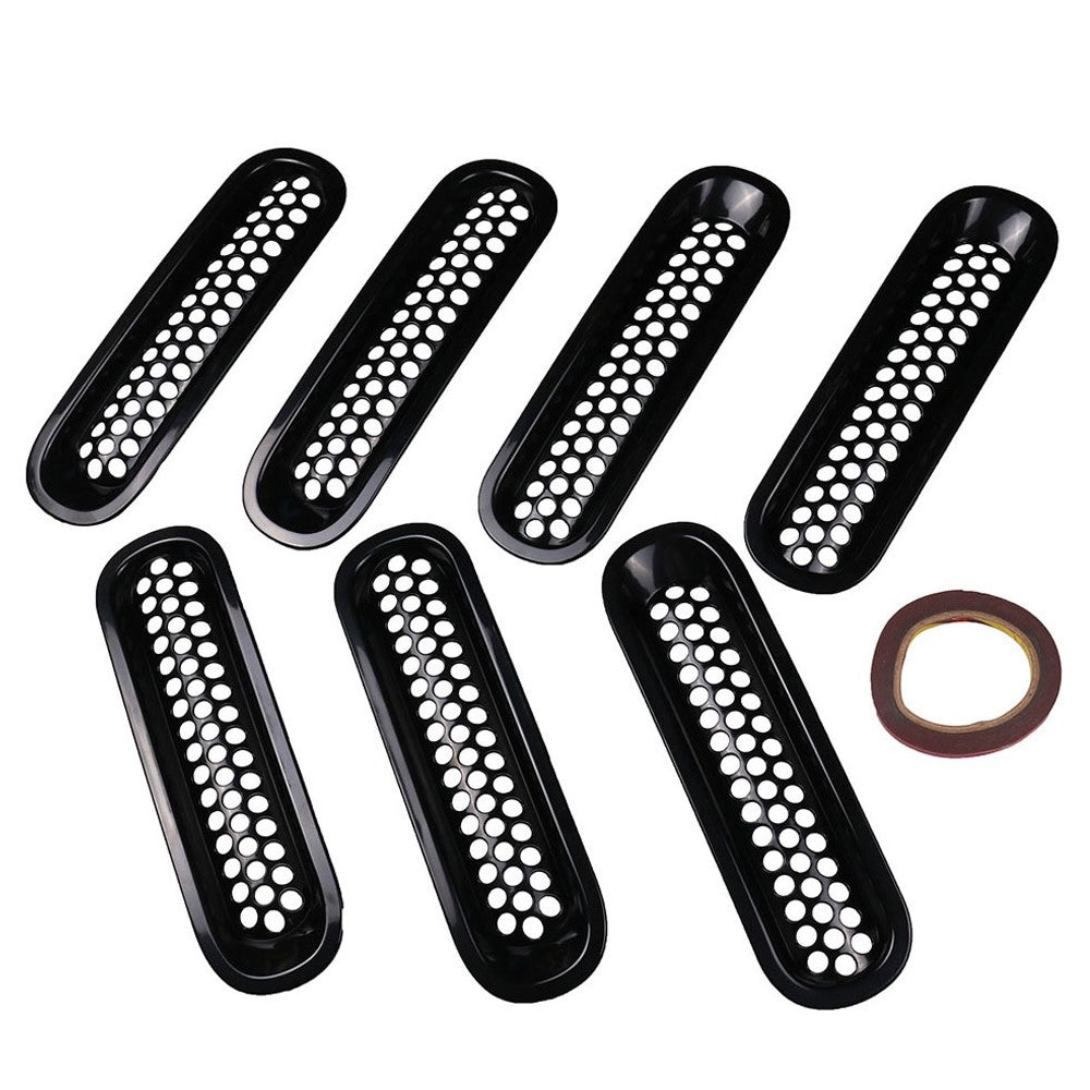 7Pcs For Jeep Wrangler JK 2007-2017 Car Front Grille Mesh Inserts Guards Net