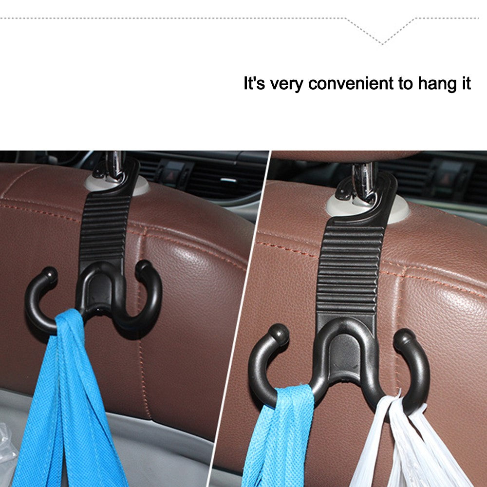 2Pcs Groceries Storage Headrest Hanger Plastic Car Back Seat Bag Holder Double Hooks