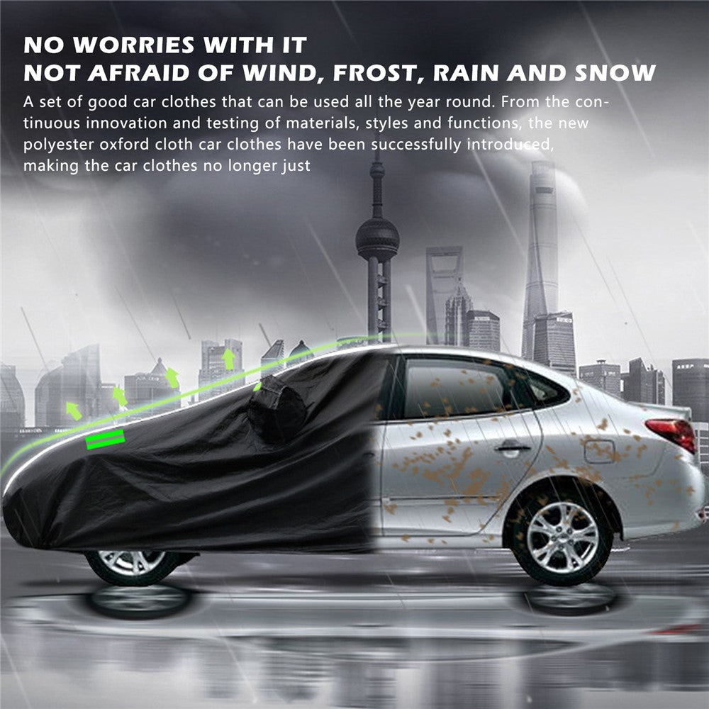 1026 190T Silver Coated Cloth Car Cover Reflective UV Protection Waterproof Car Hood