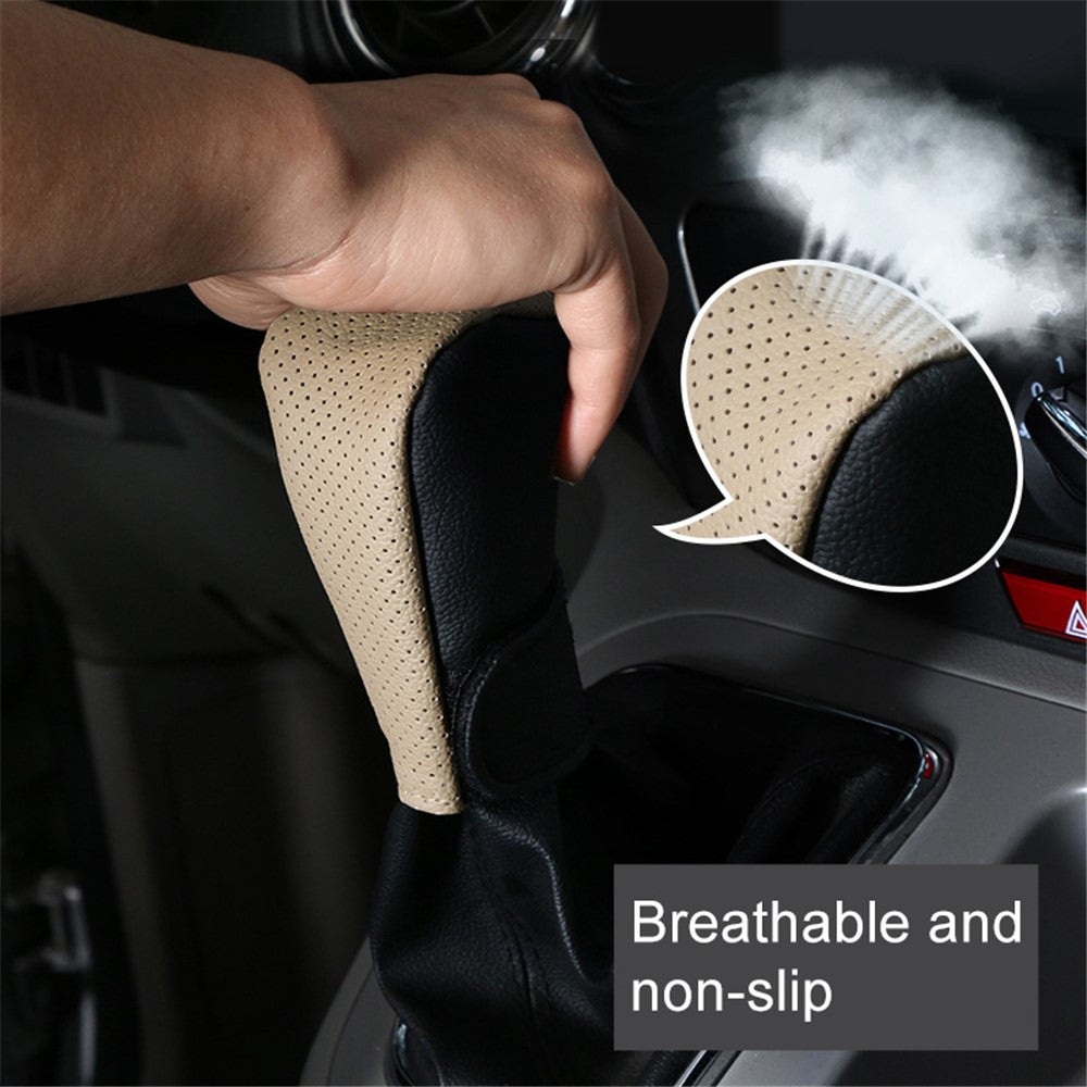 PU Leather Car Shift Knob Stick Cover Breathable Anti-skid Car Gear Shifter Cover