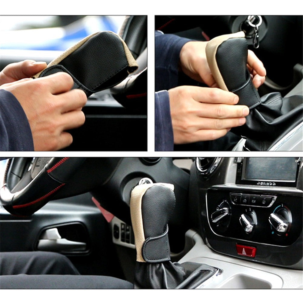 PU Leather Car Shift Knob Stick Cover Breathable Anti-skid Car Gear Shifter Cover