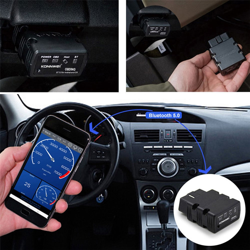 KONNWEI KW902 Bluetooth-kompatibel 4.0 5.0 ELM327 OBD2 iOS / Android Dual-Mode Fejldetektor til biler Diagnostikudstyr