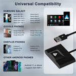 THT-020-3+ Wireless Android Auto Adapter Plug and Play Wired to Wireless Android Auto Dongle Compatible with Android 6.0+