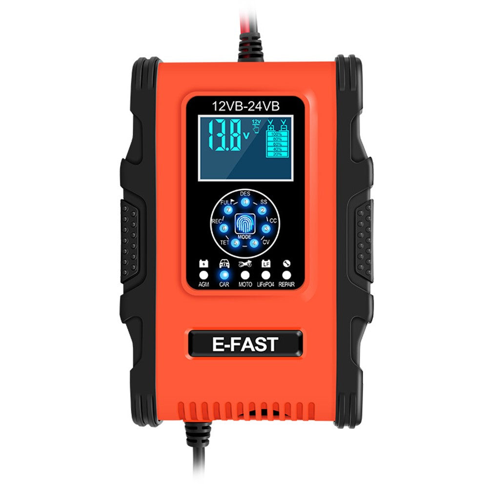 E-FAST TK500 12V / 24V 7-trins intelligent batterioplader til bil og lastbil, oplader til genoprettelse af blybatterier