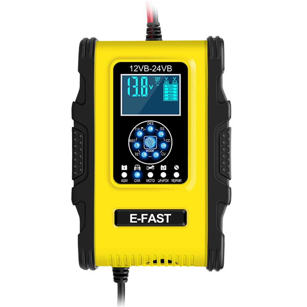 E-FAST TK500 12V / 24V 7-trins intelligent batterioplader til bil og lastbil, oplader til genoprettelse af blybatterier