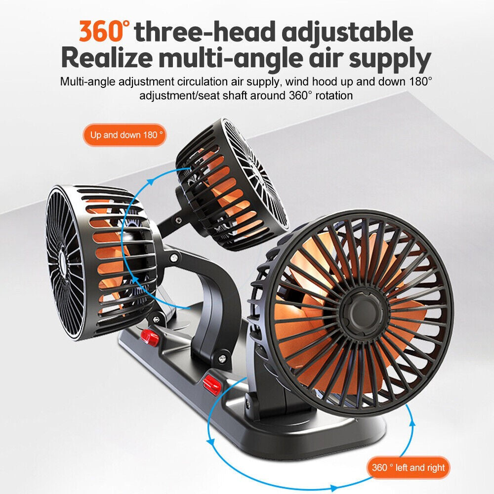 F4310 Sommertur Køleventilator Bilsinteriør 3-Hoveds Køleventilator med Parkeringsnummerplade