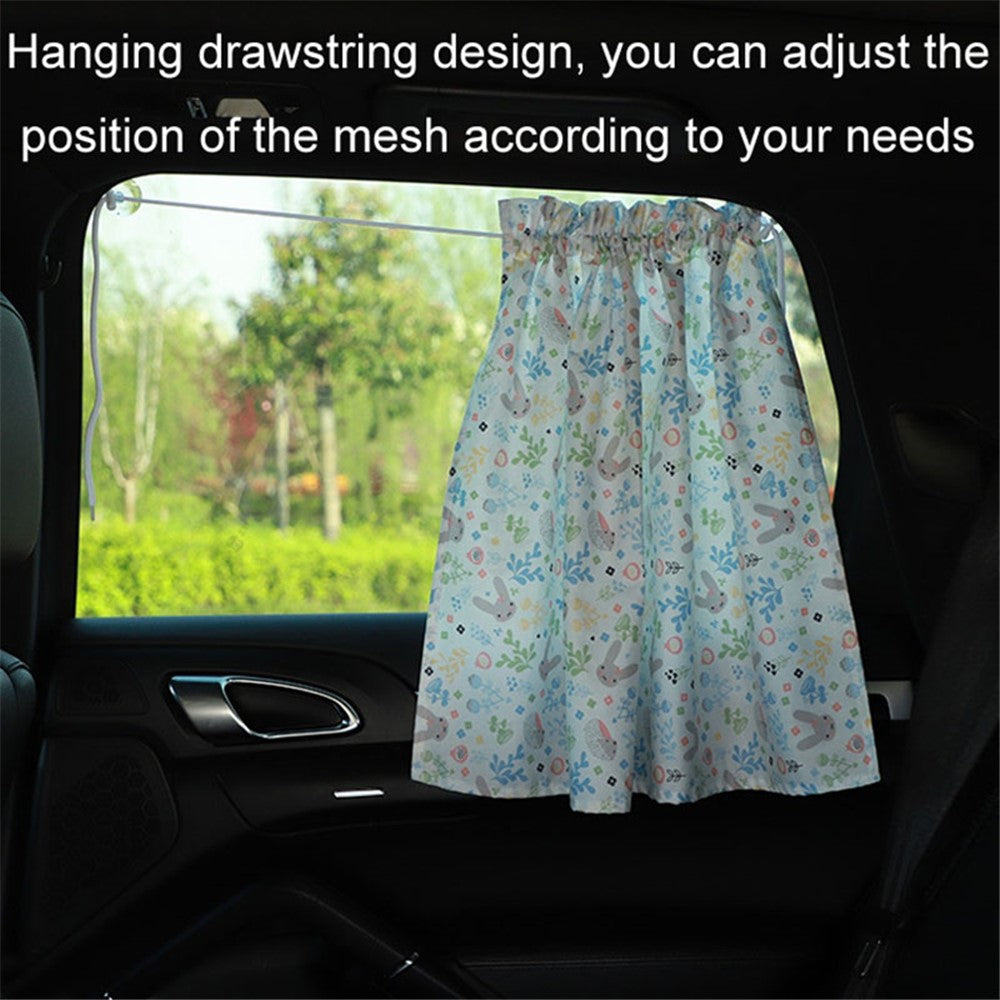 Cute Pattern Printed Car Window Anti-UV Curtain Cotton Cloth Vehicle Side Window Sun Shade Curtain