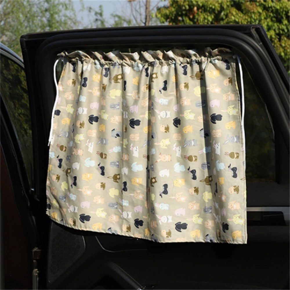 Cute Pattern Printed Car Window Anti-UV Curtain Cotton Cloth Vehicle Side Window Sun Shade Curtain