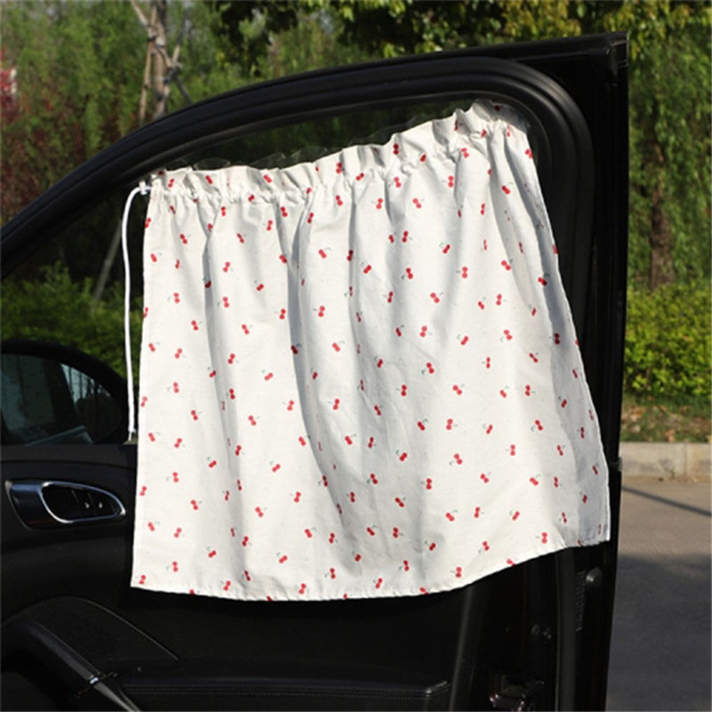 Cute Pattern Printed Car Window Anti-UV Curtain Cotton Cloth Vehicle Side Window Sun Shade Curtain