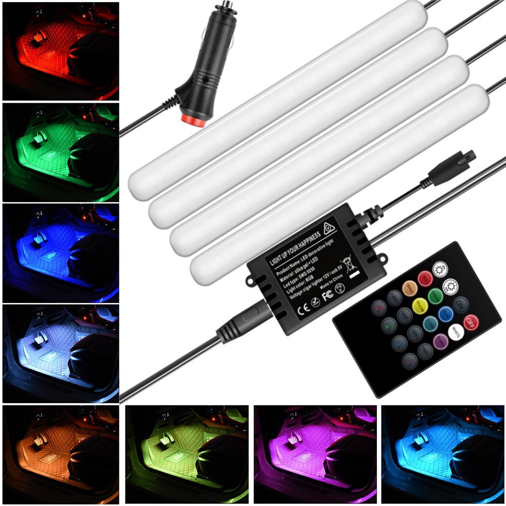 F8 Bilinteriør LED Lyskæde RGB Bluetooth-kompatibel Stemmestyring Lysstribe Cigarettænder Bil Atmosfærelys