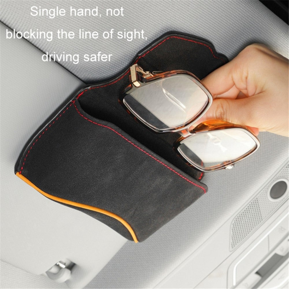 Universal Clip-on Sunglasses Case for Car Sunvisor Card Holder Glasses Storage Box