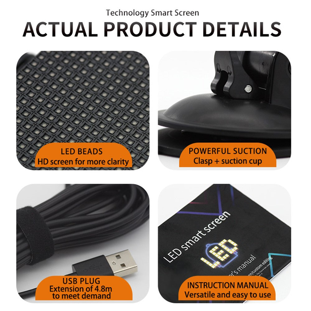 P64L Car LED Sign App Programmable Rear Windshield Scrolling Message LED Matrix Panel DIY Text Pattern Expression Screen