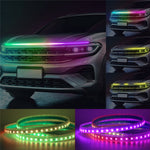 G15 1,5 m LED-lampor för bil, exteriör, RGB-ljusremsa för motorhuv, vattentät strålkastare, dynamisk RGB-ljusremsa för exteriör bil