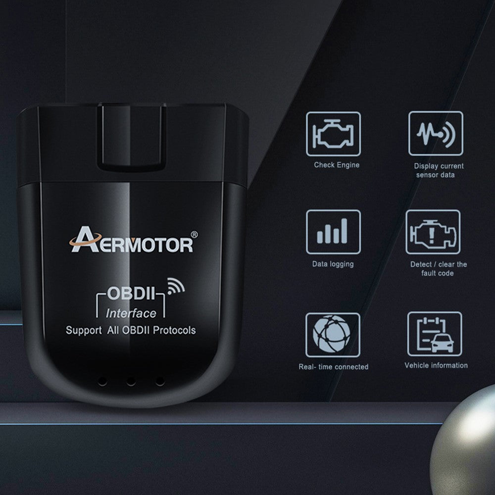 AERMOTOR ELM327 WIFI V1.5 OBD2 Scanner Car OBDII Code Reader Diagnostic Tool (Chip: PIC18F25K80)
