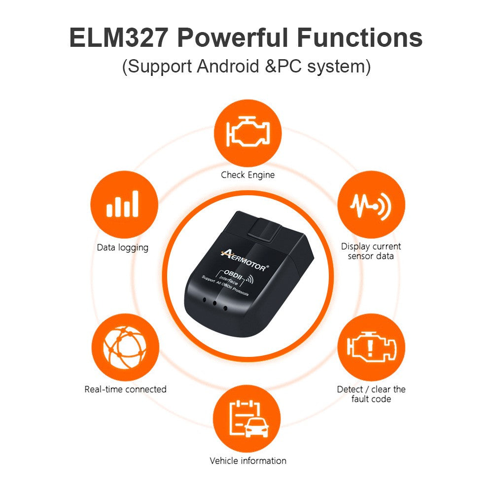 AERMOTOR ELM327 WIFI V1.5 OBD2 Scanner Car OBDII Code Reader Diagnostic Tool (Chip: PIC18F25K80)