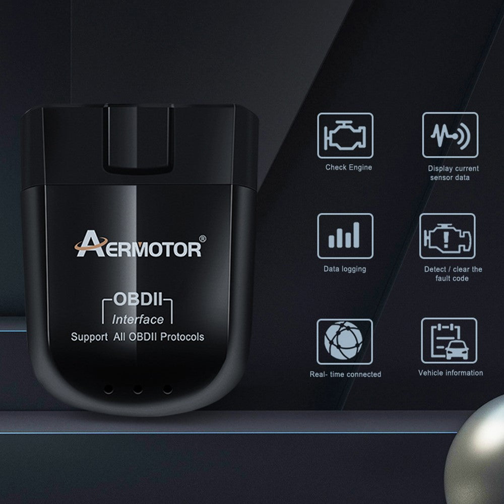 AERMOTOR ELM327 V1.5 OBD 2 Scanner Bluetooth-compatible 4.0 Car OBD2 Reader Check Engine Scan Tool (Chip: PIC18F25K80)