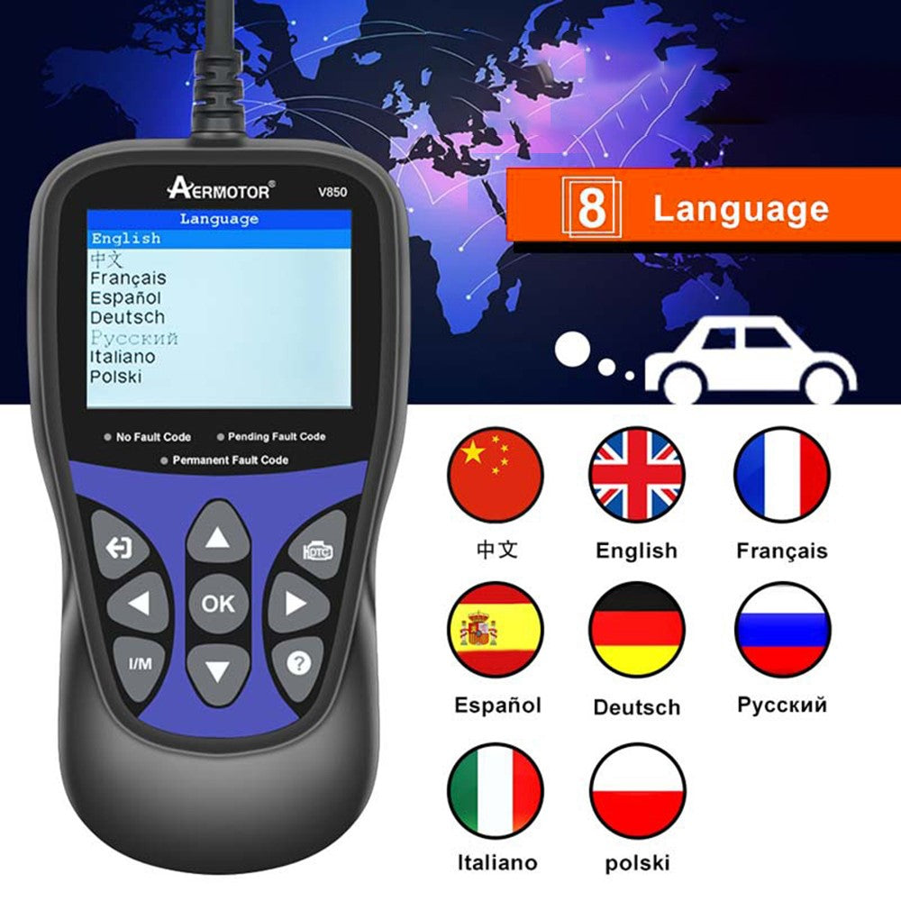 AERMOTOR V850 Car Diagnostic Scanner OBD2 Engine Check Automotive Code Reader