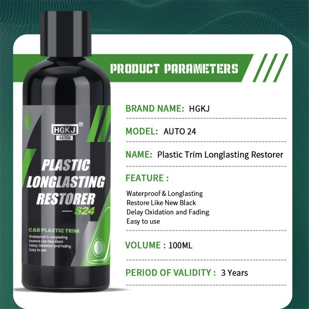 HGKJ AUTO-S24 100ml långvarig plaståterställare bilfordonsdetaljer renoveringsvätska