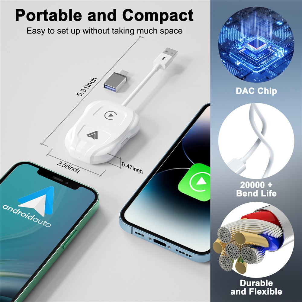 THT-020-9 Trådløs Carplay Android Auto Dongle Kablet til Trådløs Adapter
