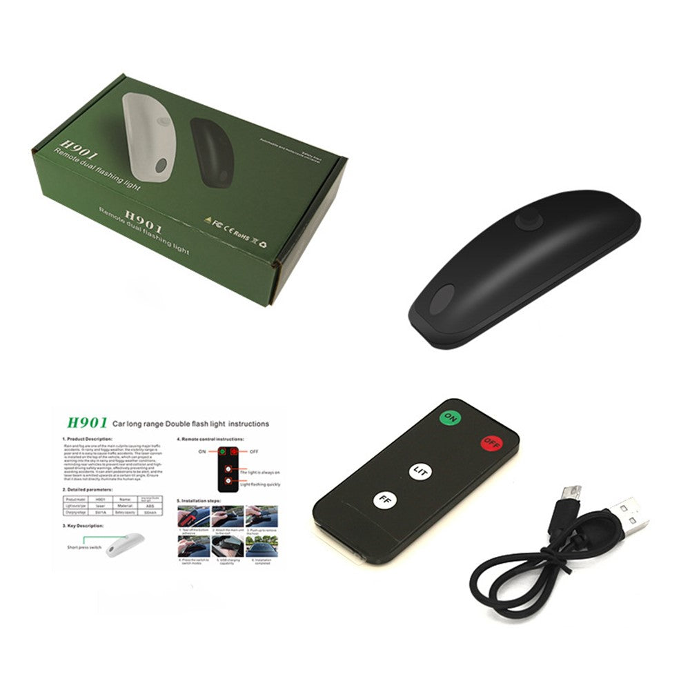 H901 2Pcs Remote Control Car Roof Warning Light Waterproof Green Laser Lamp