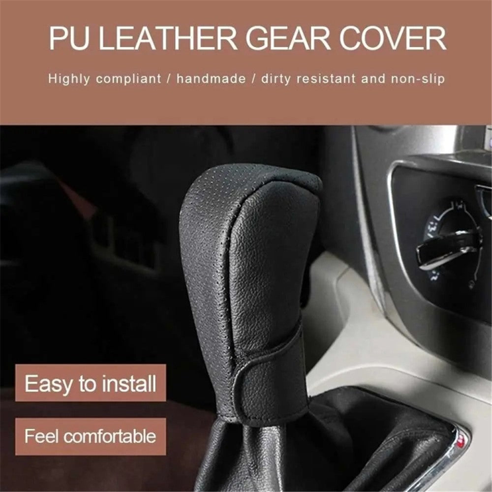 Universal Car Gear Shift Knob Cover Anti-slip PU Leather Protective Cover