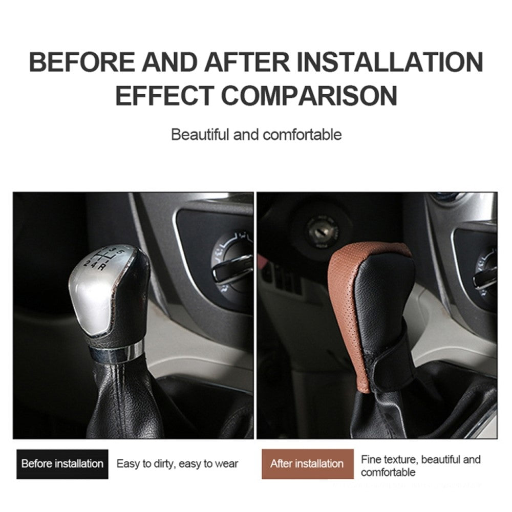 Universal Car Gear Shift Knob Cover Anti-slip PU Leather Protective Cover