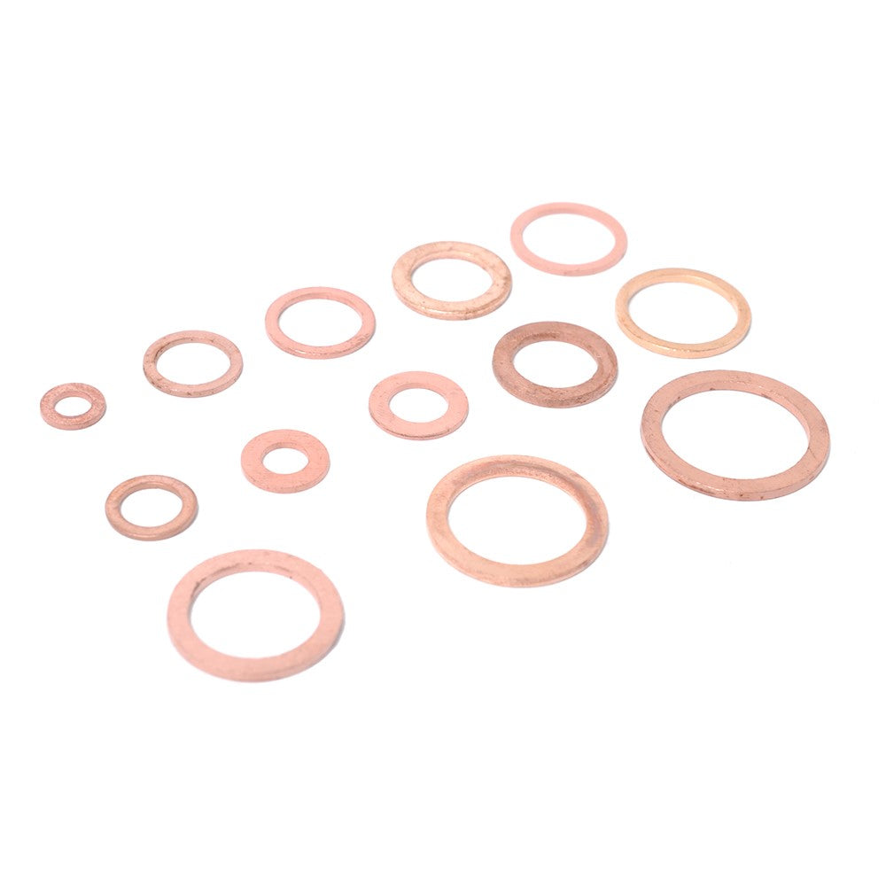 A0394 150Pcs / Set Copper Sealing Washers Flat Rings Gaskets with Plastic Box